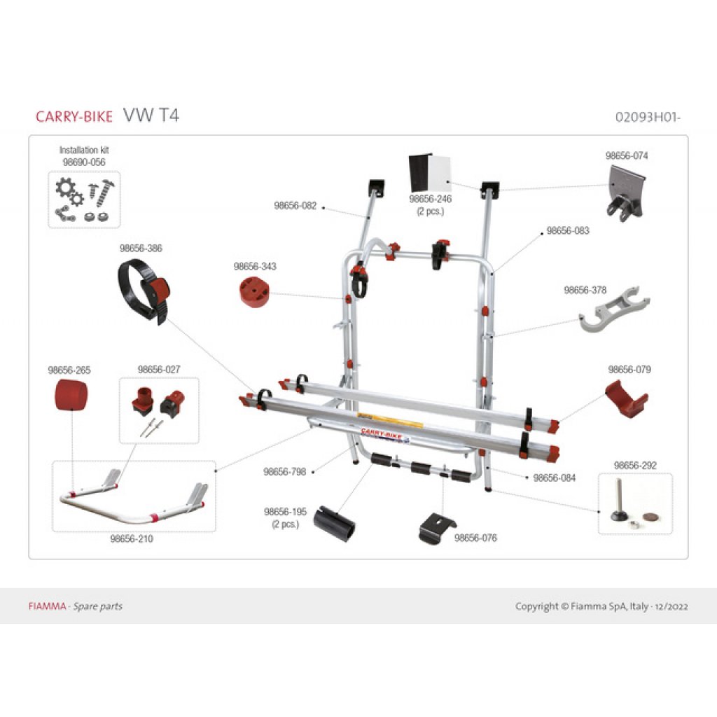 FIAMMA Reibungsstoßdämpfer FIAMMA passend für Carry Bike VW T4 /T5VE 2 Stück