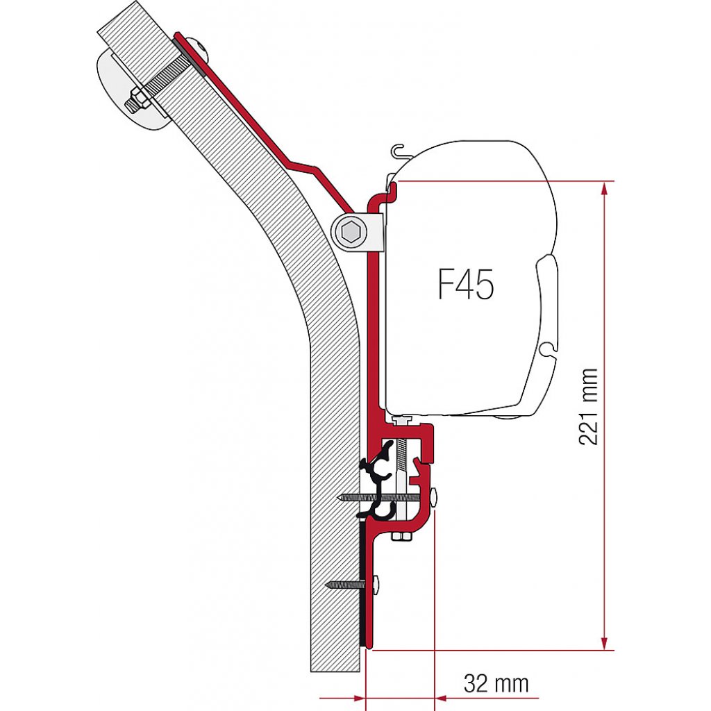 FIAMMA Adapterkit 3-tlg. zu Wandmarkise FIAMMA F45 S/ F45L passend für Eriba Touring