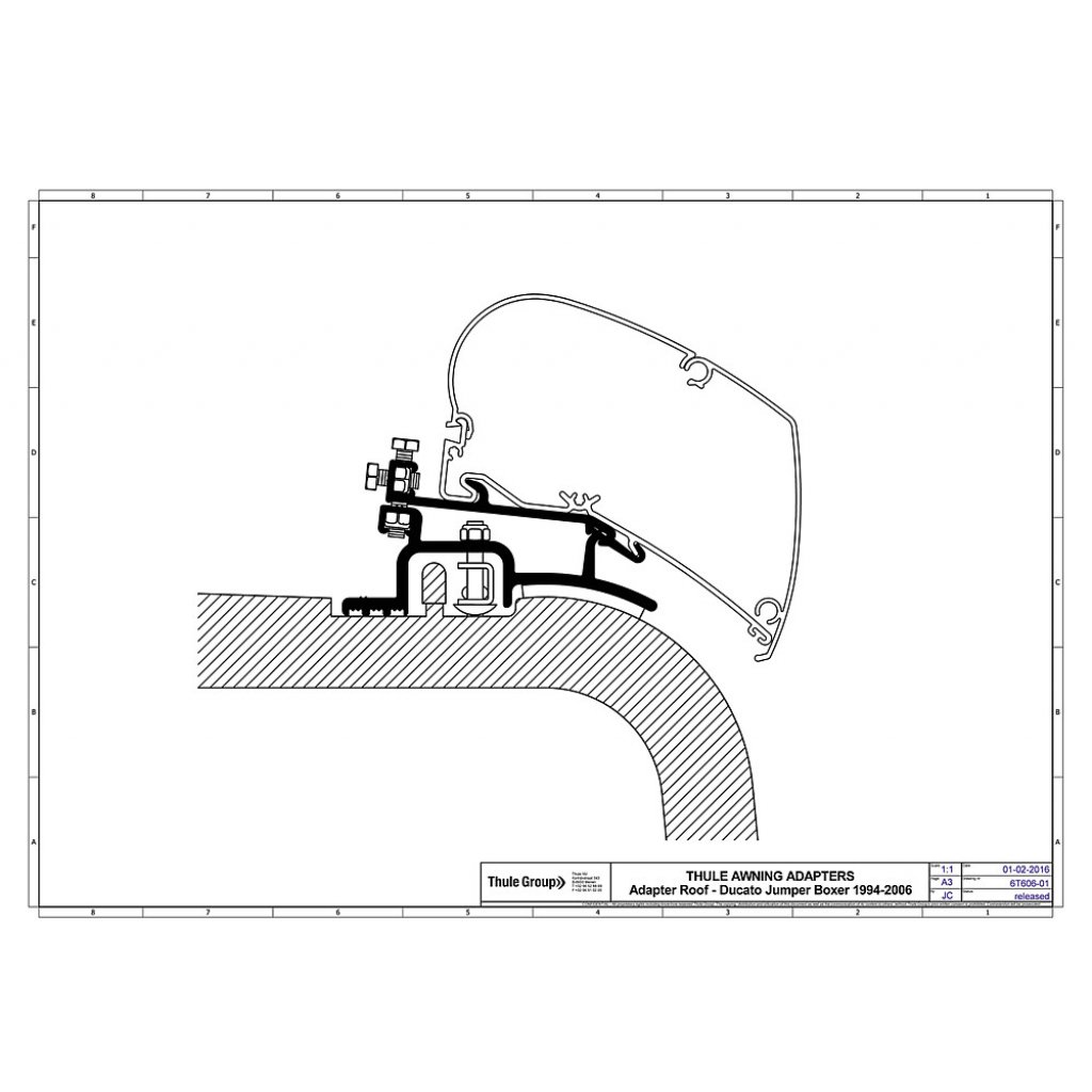 THULE Adapterkit 2-tlg.THULE zu Dachmarkise Omnistor Serie 6/9 passend für Ducato