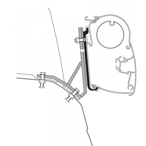 THULE Adapterkit 3-tlg. zu Wandmarkise Thule Omnistor Serie 5 / 8 Ducato Lift Roof