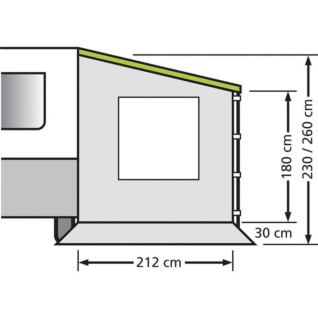 Eurotrail Universal Seitenwand für Caravanstore mit Fenster Auszug 225 cm