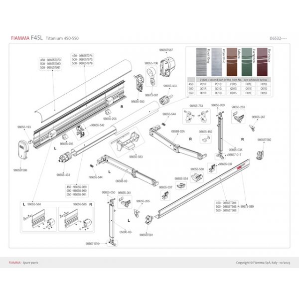 FIAMMA Frontblende zu F45L Titanium 550cm eloxiert