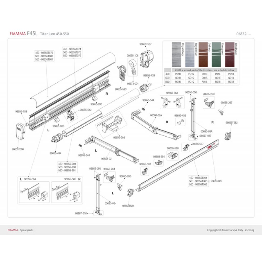 FIAMMA Frontblende 450 cm elociert zu F45 L/Ti