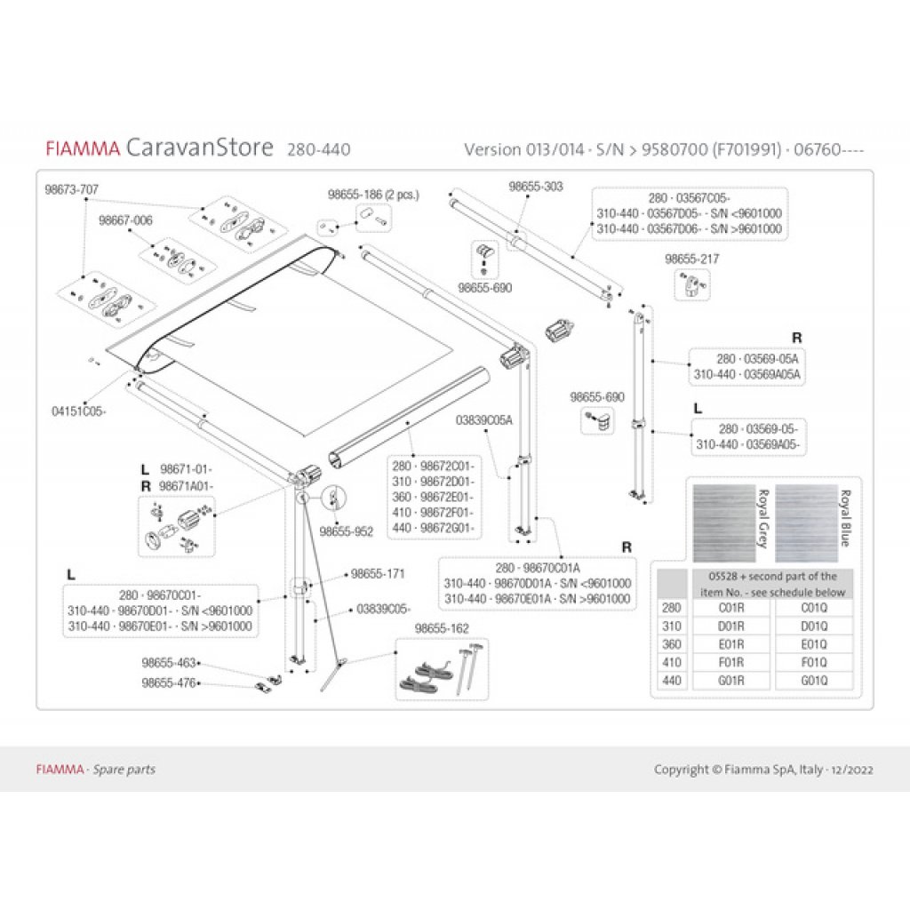 FIAMMA Stützfuß Rafter zu Caravanstore ZIP 310/440 2014