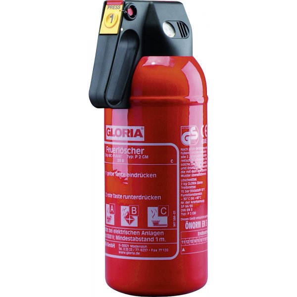 GLORIA Auto-Feuerlöscher Gloria P 2 GM 2 kg mit Manometer