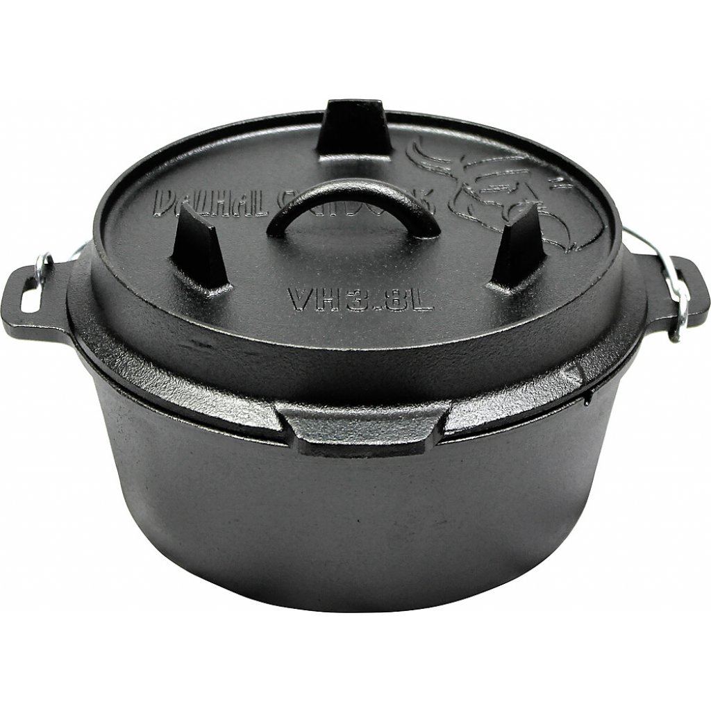 VALHAL OUTDOOR Feuertopf Dutch Oven VALHAL OUTDOOR Gusseisen flacher Boden 3