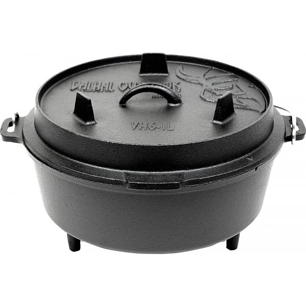 VALHAL OUTDOOR Feuertopf Dutch Oven VALHAL OUTDOOR Gusseisen Füße am Boden 6