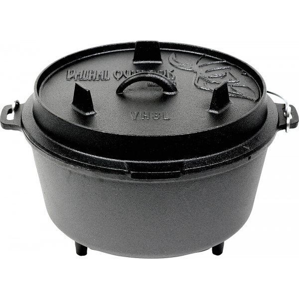 VALHAL OUTDOOR Feuertopf Dutch Oven VALHAL OUTDOOR Gusseisen Füße am Boden 8 l