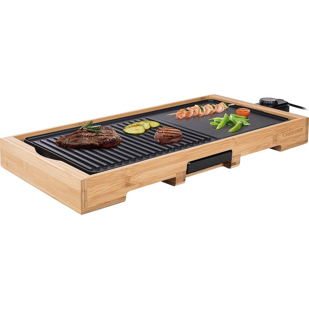 TRISTAR Tischgrill TRISTAR Bambus Grillplatte XL 58 x 30 x 65 cm