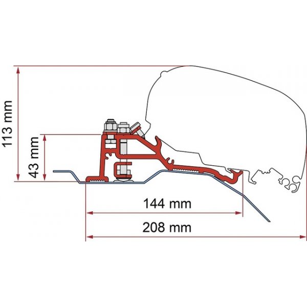 FIAMMA Markisenadapter FIAMMA passend für Ducato H2 Skyroof für Dachhmarkise F80 - 3-tlg.