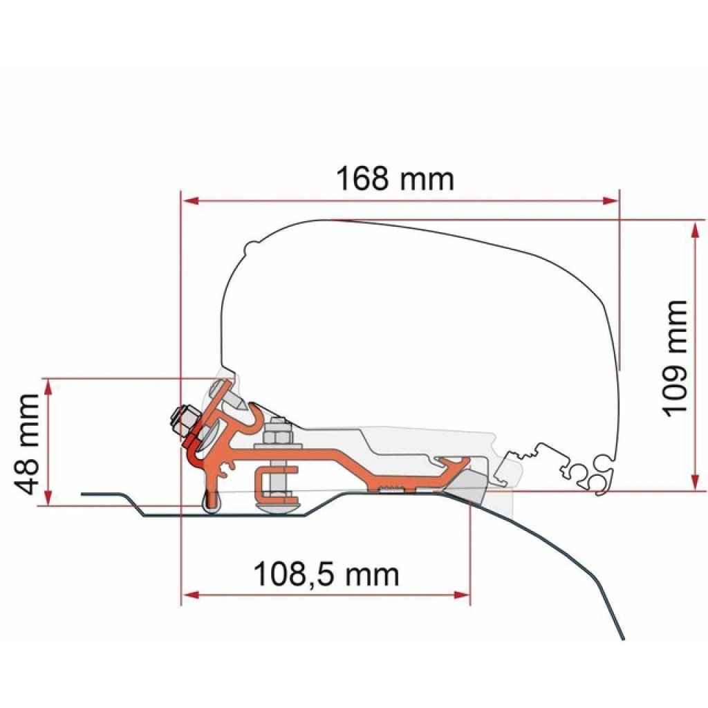 FIAMMA Markisenadapter Kit Fiat Ducato / Citroen Jumper / Peugeot Boxer für Dachmarkise F80 - 3-tlg.