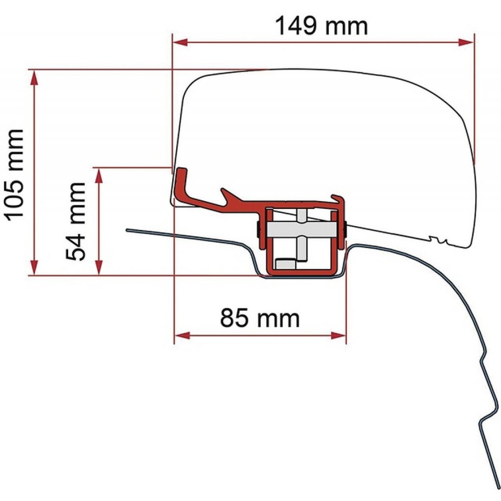 FIAMMA Markisenadapter Kit VW T5 / T6 für Dachmarkise F40 Van - 2-tlg.