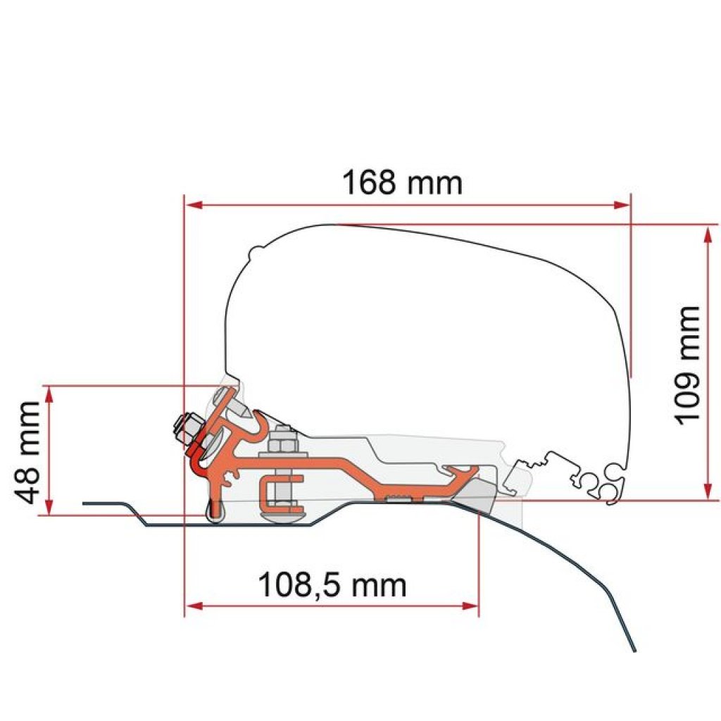 FIAMMA Dachmarkisenadapter FIAMMA Ducato / Jumper / Boxer Low Profile - H2 - L2/L3 _06 _F80_ - RHD + LHD Farbe deep black