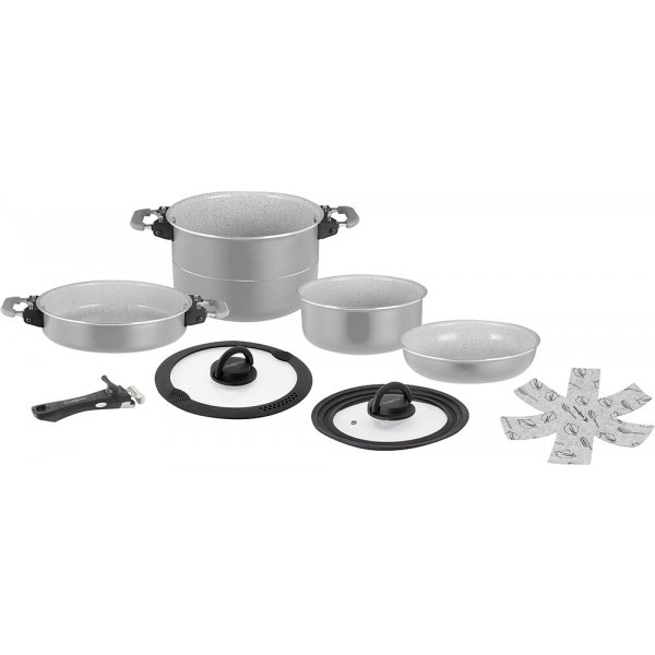 BRUNNER Topfset BRUNNER Fusion 7+1 Durchm. 22 cm Farbe grau