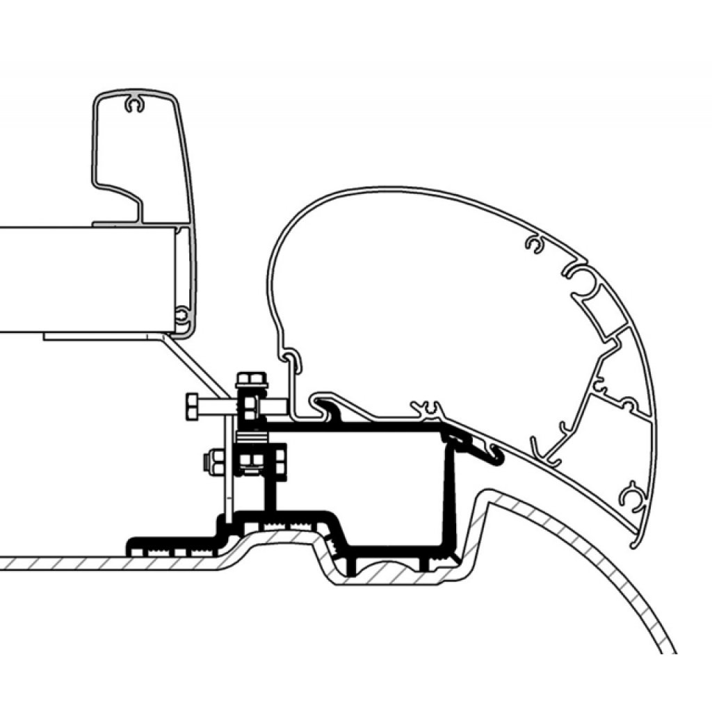 THULE Adapterkit 3-tlg. zu Dachmarkise Thule Omnistor Serie 6/9 Mercedes Sprinter 2006-aktuell