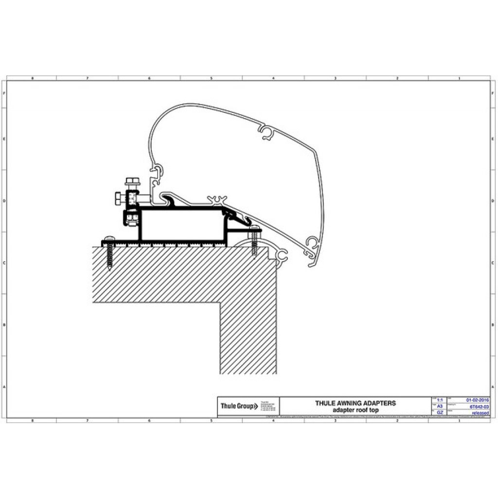 THULE Adapterkit 4-tlg. zu Dachmarkise Thule Omnistor Serie 6 / 9 Roof Adapter