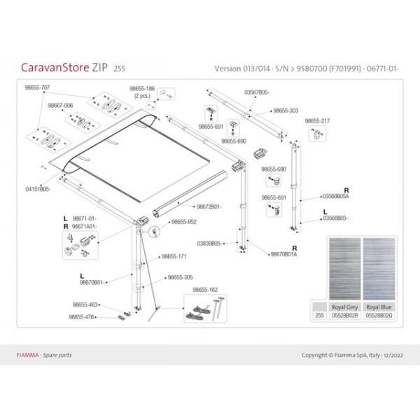 FIAMMA Stützfuß links zu Caravanstore 255 zu Caravanstore ZIP 255 zu F35 pro 250