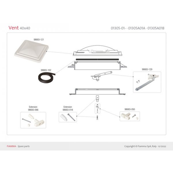 FIAMMA Kit Schraube T 15 Drehknauf zu FIAMMA Dachhaube Vent