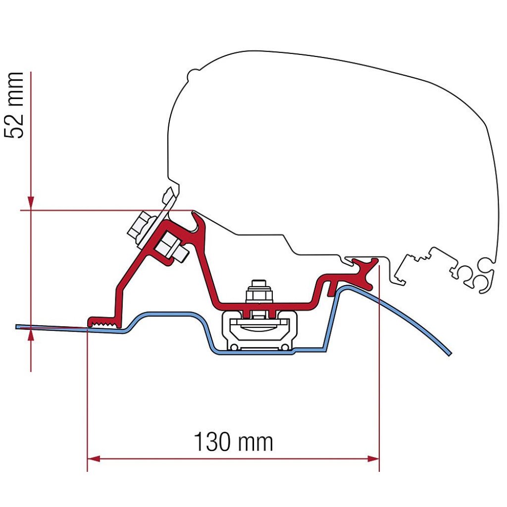 FIAMMA Adapterkit 3-tlg. zu Dachmarkise Fiamma F65 S / F65 L Mercedes Sprinte ab 06/2006 mit Roof Rail